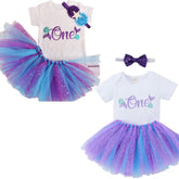 Mermaid First Birthday Tutu One Romper.